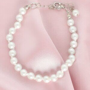 White Pearl Beaded Adjustable Bracelet